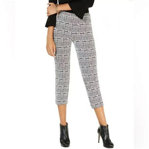 michael kors plaid cigarette pants|MICHAEL KORS Womens Black Plaid Cigarette Skinny Cropped .